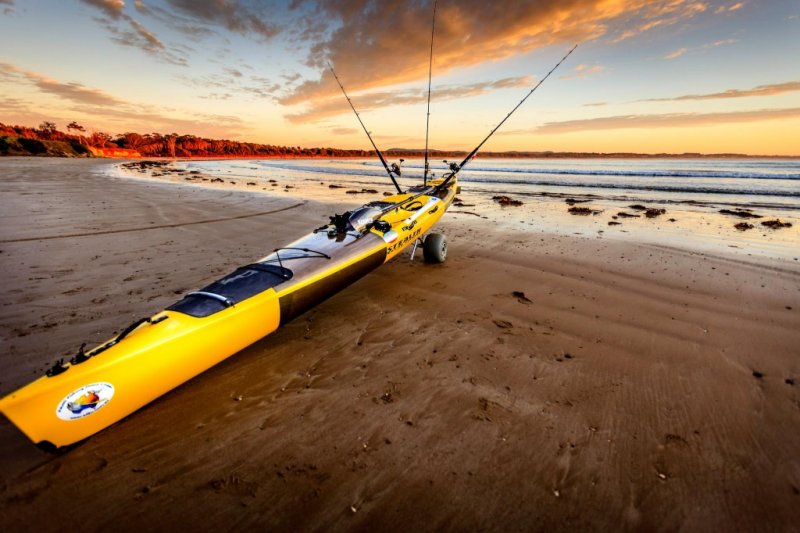 Stealth Kayak with Kayak Cart-Beach Stealth Kayak with Kayak Cart-Beach
