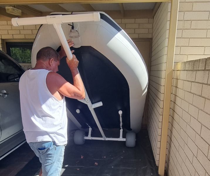 It is an inflatable boat dolly made of PVC!