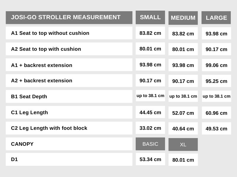 Josi-Go Stroller Measurement new