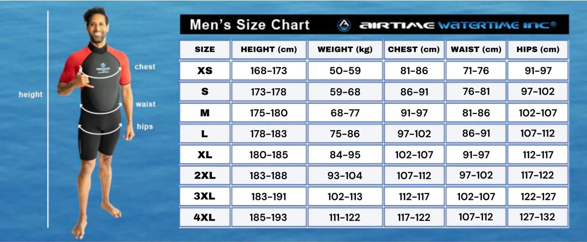 mens floater size chart